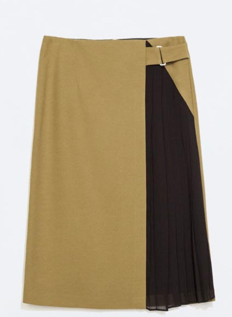 Zara Basic Women’s Skirt with Side Pleats Olive Green and Black size Small